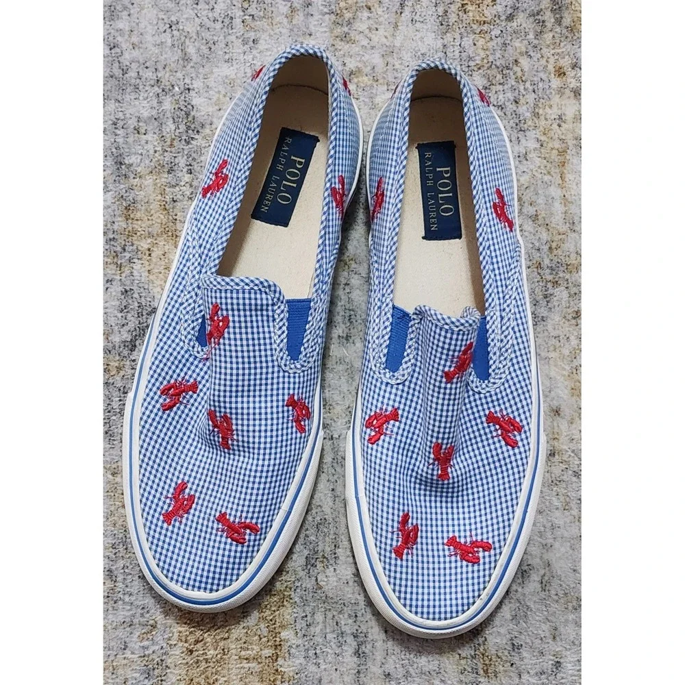 Polo Ralph Lauren Men's Mytton Blue Canvas Lobster Slip-on Sneaker Size 9.5D